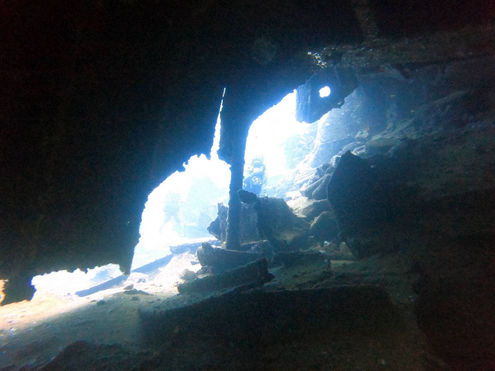 Light through an opening in a wreck's hull
